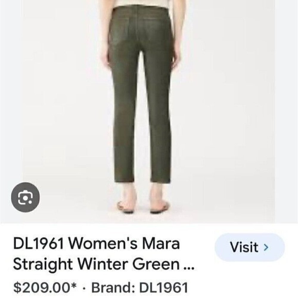 DL1961 Winter Green Mara Straight Mid Rise Instasculpt Ankle UltimateJeans 25 - Picture 16 of 16
